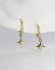 Diamond Northstar Hoop Earrings (SINGLE or PAIR) - Melt'm Jewelry