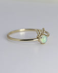 October Birthstone Bunny Ring 14k Gold - Opal or Pink Tourmaline - Melt'm Jewelry