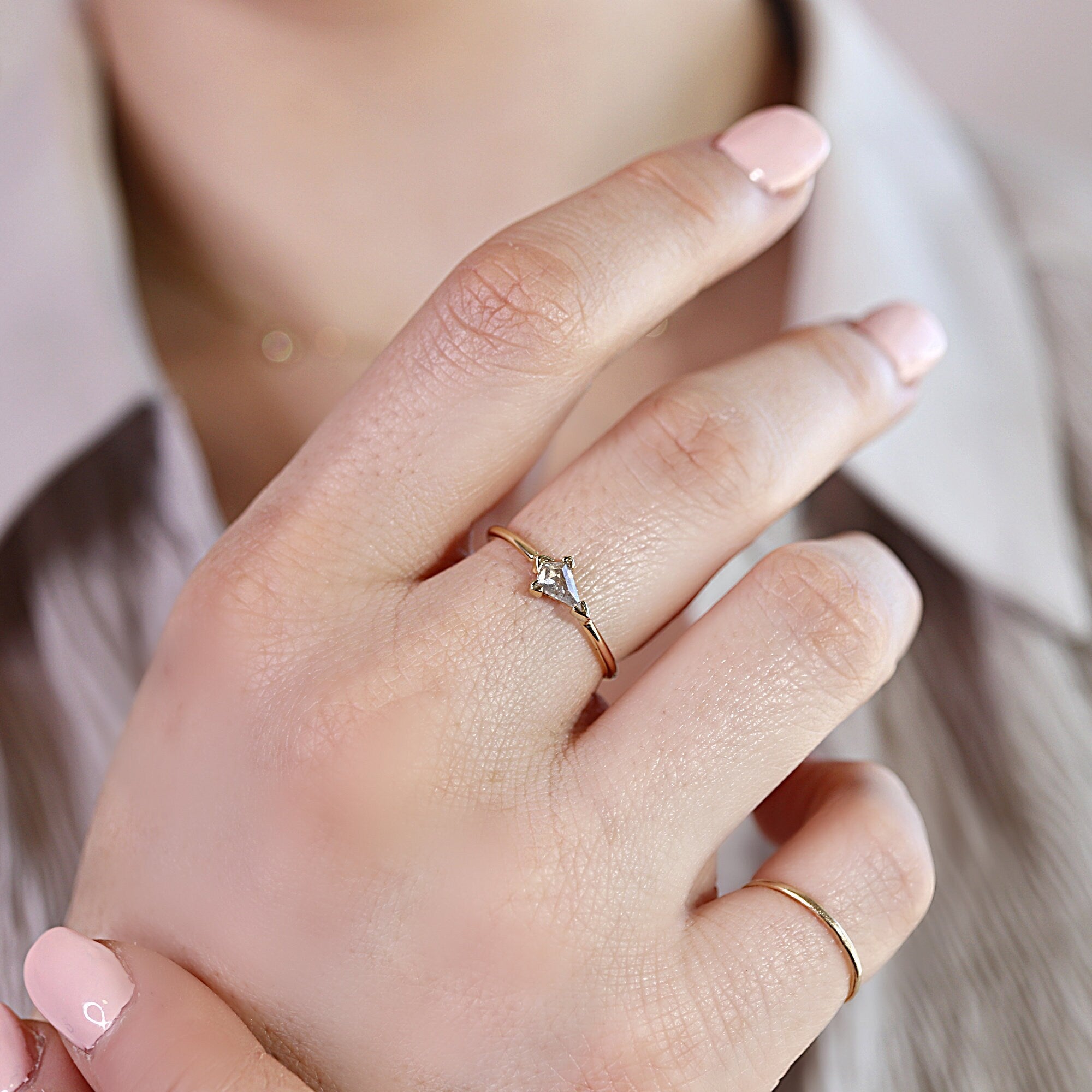 Salt and Pepper Kite Diamond Ring