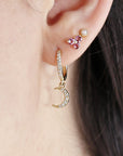 Diamond Moon Hoop Earrings (SINGLE or PAIR)