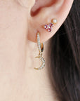 Diamond Moon Hoop Earrings (SINGLE or PAIR) - Melt'm Jewelry