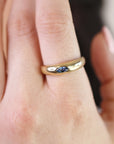 14k Gold Minimalist Dome Ring With Marquise London Blue Topaz