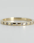 Flush Set Diamond Wedding Band, Dainty Diamond Stacking Wedding Band