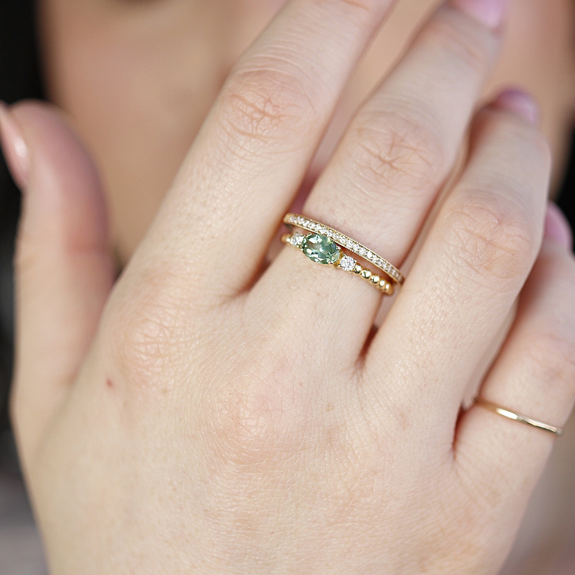 Oval Tourmaline Engagement Ring w. Diamonds