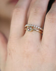 Shared Prong Diamond Wedding Band, 14k Solid Gold Floating Diamond Ring - Melt'm Jewelry