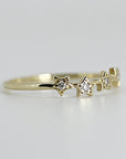 Diamond Star Ring 14k Gold – Five Star Celestial Wedding Band, Natural Diamond Stacking Ring, Dainty Gold Star Band Gift for Her