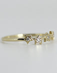 Diamond Star Ring 14k Gold – Five Star Celestial Wedding Band, Natural Diamond Stacking Ring, Dainty Gold Star Band Gift for Her - Melt'm Jewelry