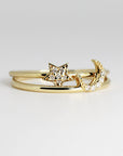 Genuine Diamond Star Ring in 14k Gold