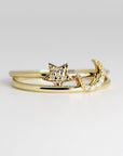 Genuine Diamond Star Ring in 14k Gold