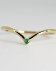 14k Solid Gold Dainty V Diamond Wedding Band