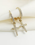 Diamond Cross Hoop Earrings (SINGLE or PAIR) - Melt'm Jewelry