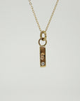 14k Solid Gold Vertical Bar Initial Necklace