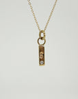 14k Solid Gold Vertical Bar Initial Necklace