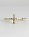 Diamond Cross Ring in 14K Gold
