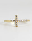 Diamond Cross Ring in 14K Gold