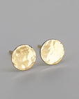Hammered Gold Stud Earrings, 14k Solid Gold Disc Earrings