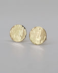 Hammered Gold Stud Earrings, 14k Solid Gold Disc Earrings