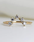 Curved Wedding Band, Five Stone Diamond Ring