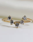 Curved Wedding Band, Five Stone Diamond Ring