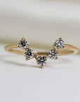 Curved Wedding Band, Five Stone Diamond Ring