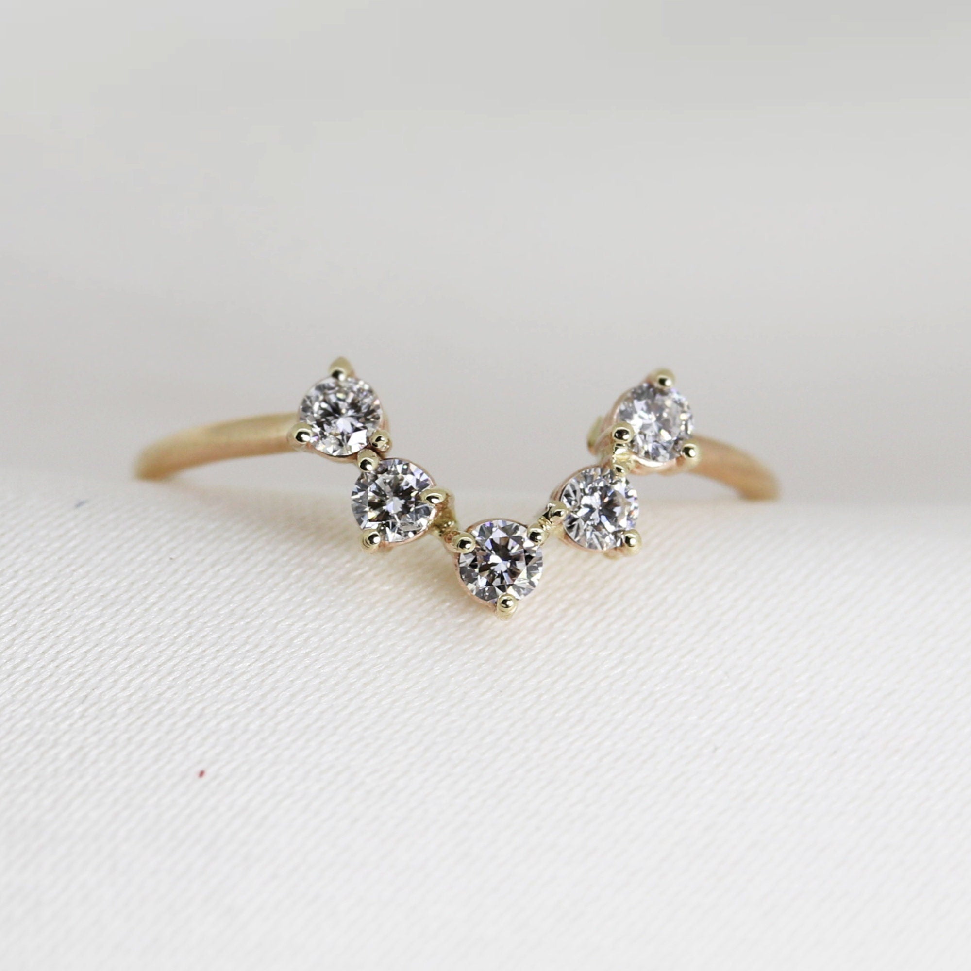 Contour Wedding Band Five Stone Diamond Ring