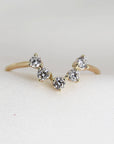 Curved Wedding Band, Five Stone Diamond Ring