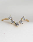 Curved Wedding Band, Five Stone Diamond Ring