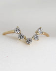 Curved Wedding Band, Five Stone Diamond Ring