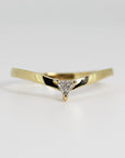 Chevron Wedding Band 14k Solid Gold. A gold band ring with a triangular shaped diamond in the center.