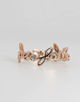 Personalize Hope, Faith, Love Ring, 14k Solid Rose Gold Ring, Script Love Ring