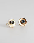14k Gold Sunrise Disc Aquamarine Stud Earrings
