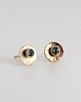 14k Gold Sunrise Disc Aquamarine Stud Earrings