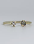 14k Gold Opal and Diamond Cuff Ring - Melt'm Jewelry