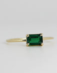 East West Emerald Cut Emerald Ring in 14k Solid Gold