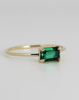 East West Emerald Cut Emerald Ring 14k Solid Gold
