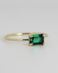 East West Emerald Cut Emerald Ring in 14k Solid Gold