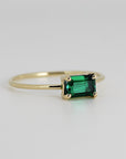 East West Emerald Cut Emerald Ring in 14k Solid Gold