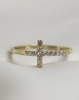 Diamond Cross Ring in 14K Gold