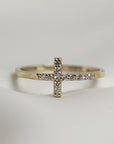 Diamond Cross Ring in 14K Gold