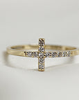 Diamond Cross Ring in 14K Gold