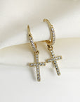 Diamond Cross Hoop Earrings (SINGLE or PAIR)