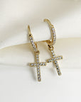 Diamond Cross Hoop Earrings (SINGLE or PAIR) - Melt'm Jewelry