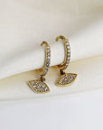 Diamond Evil Eye Hoop Earrings, Gold Hoop Dangle Earrings