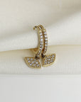 Diamond Evil Eye Hoop Earrings, Gold Hoop Dangle Earrings