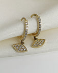 Diamond Evil Eye Hoop Earrings, Gold Hoop Dangle Earrings