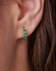 Emerald Hoop Earrings 14k Gold