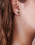 14k Gold Emerald Cut Emerald Stud Earrings - Melt'm Jewelry