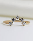 Curved Wedding Band, Five Stone Diamond Ring