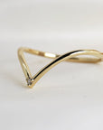 Big V Diamond Wedding Band 14k Gold