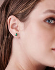 14k Gold Emerald Cut Emerald Stud Earrings